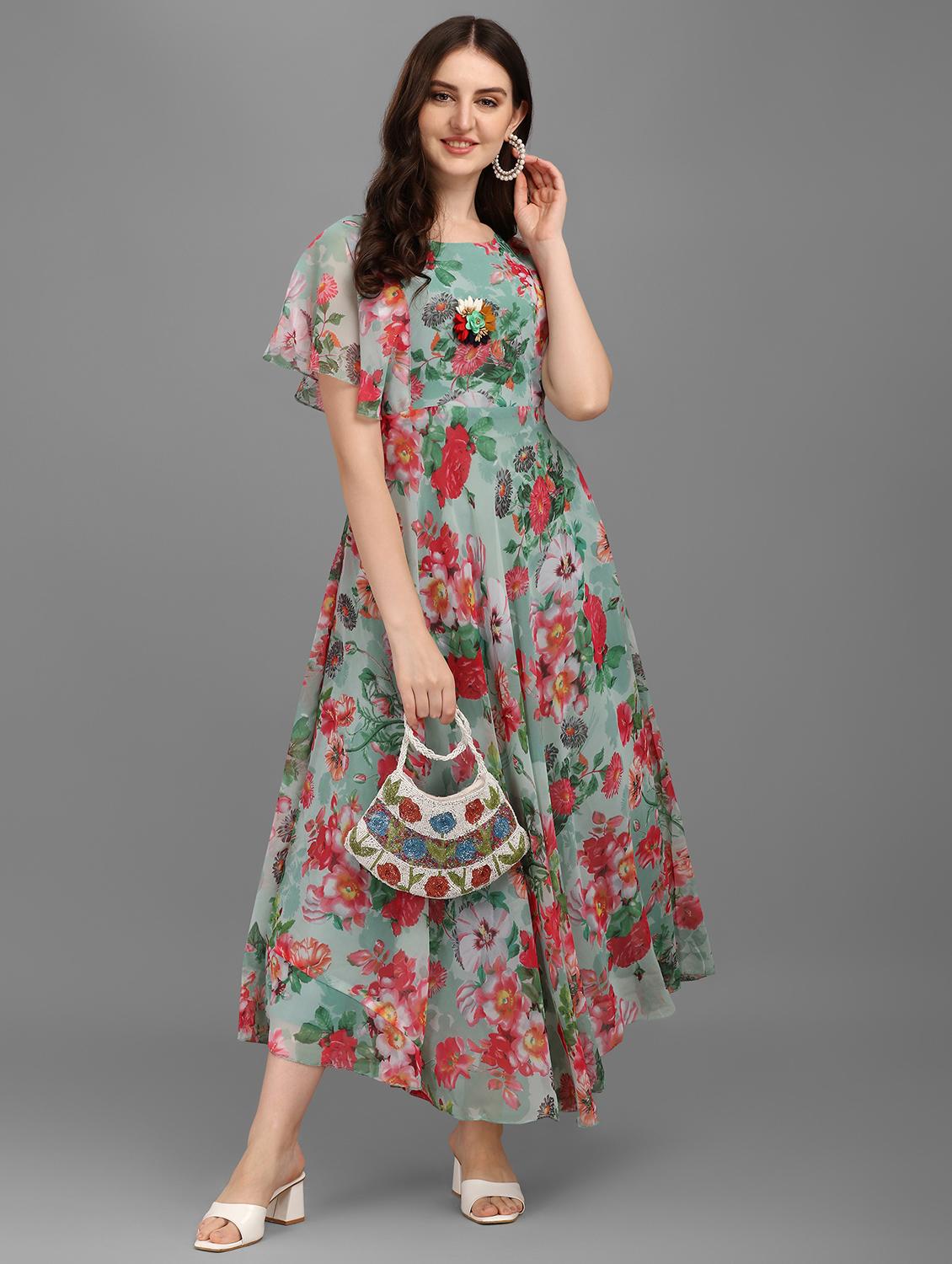 women green round neck fit & flare dress - 20967571 - Zoom Image - 0