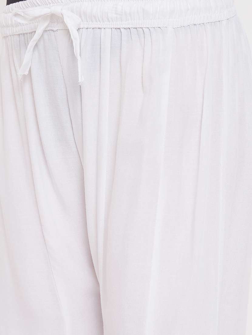women full length solid with work flared palazzo - 20968109 - Standard Image - 3
