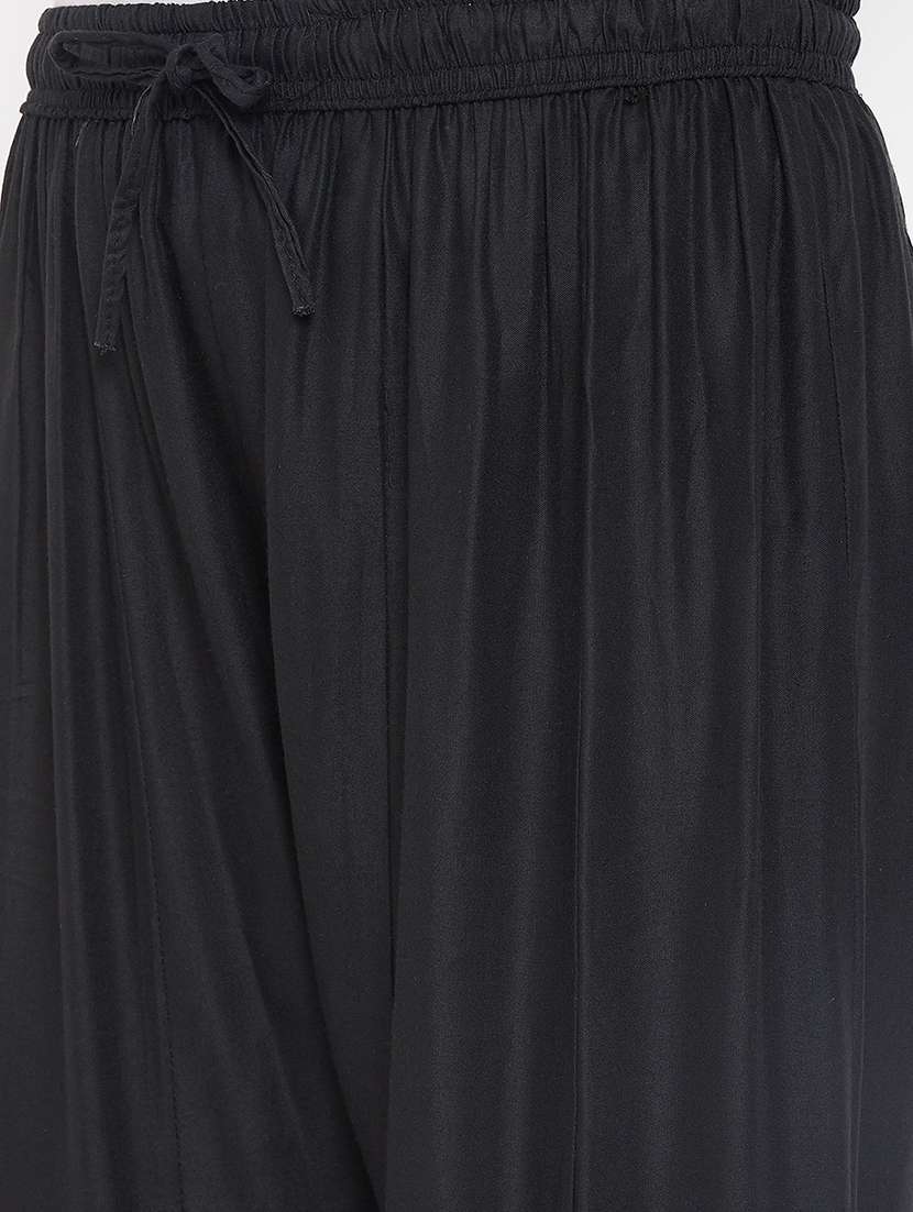 women full length solid with work flared palazzo - 20968110 - Standard Image - 5