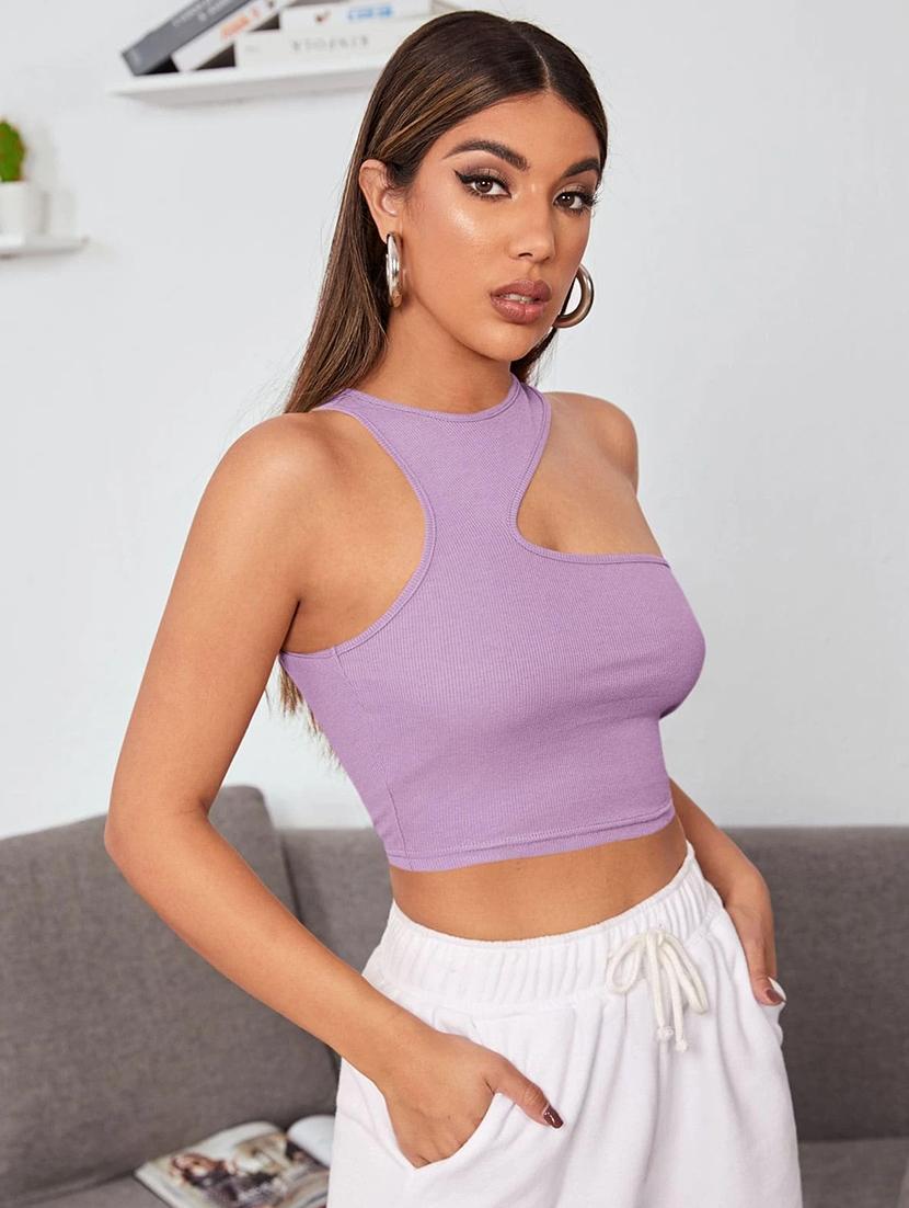 women round neck solid crop top - 20968468 - Zoom Image - 0