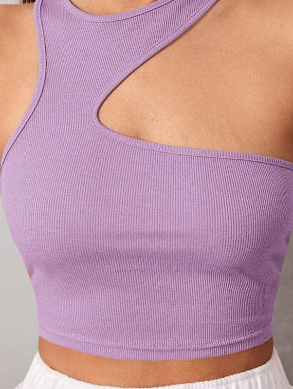 women round neck solid crop top - 20968468 - Standard Image - 3