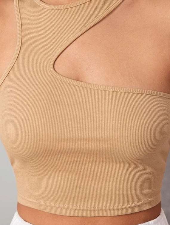 women round neck solid crop top - 20968472 -  Standard Image - 3