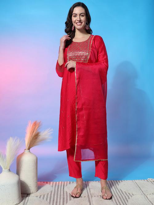 women embroidered kurta pant suit set - 20968492 -  Standard Image - 0