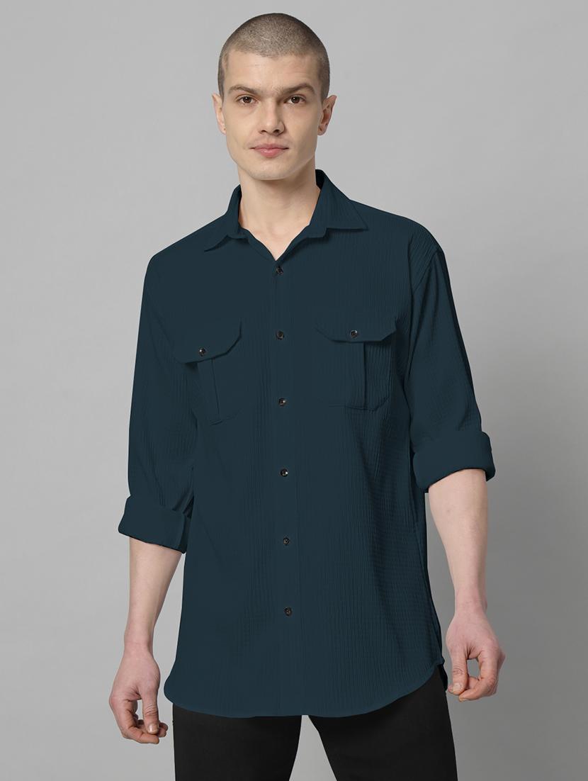 teal solid casual shirt - 20968735 - Zoom Image - 0