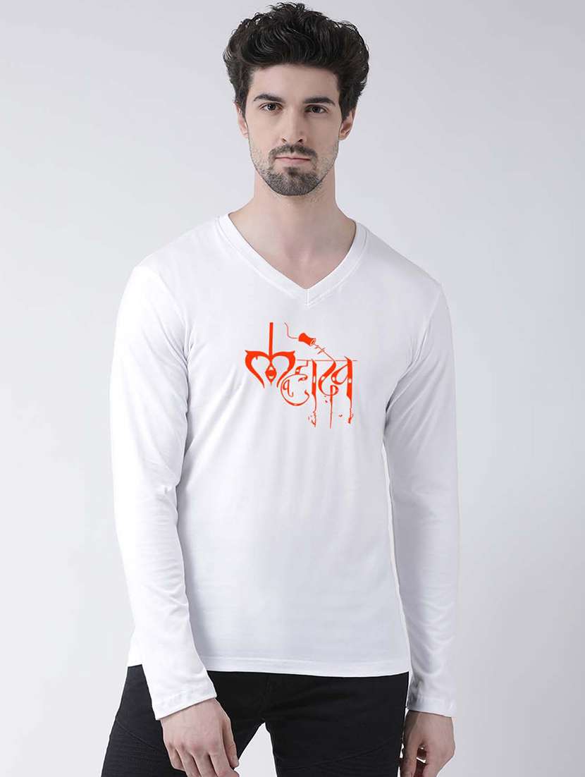 men v-neck chest printed t-shirt - 20968827 -  Zoom Image - 0