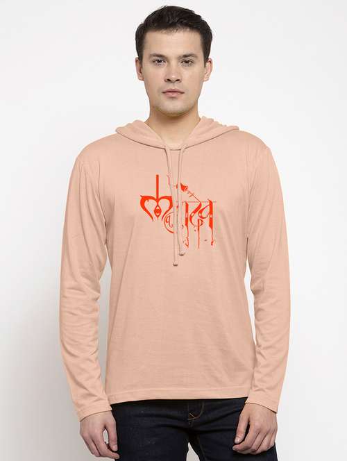 men hood neck chest printed t-shirt - 20968870 - Standard Image - 0