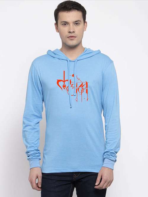 men hood neck chest print t-shirt - 20968877 -  Standard Image - 0