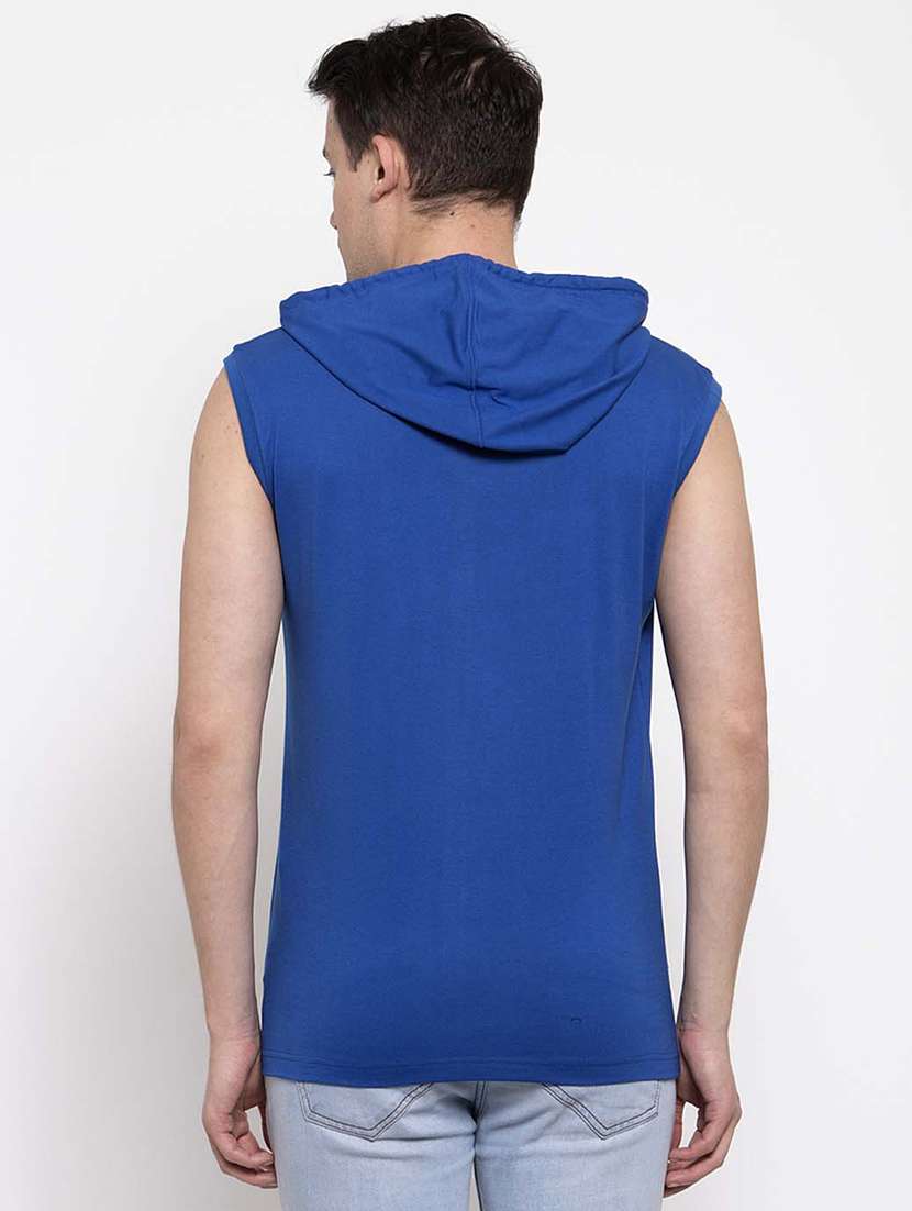 men hood neck chest printed t-shirt - 20968884 -  Standard Image - 3