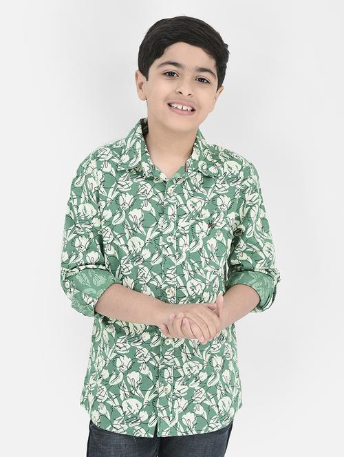 green floral print cotton shirt - 20969013 - Standard Image - 0