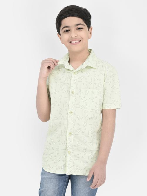 green printed detailed regular shirt - 20969019 - Standard Image - 0