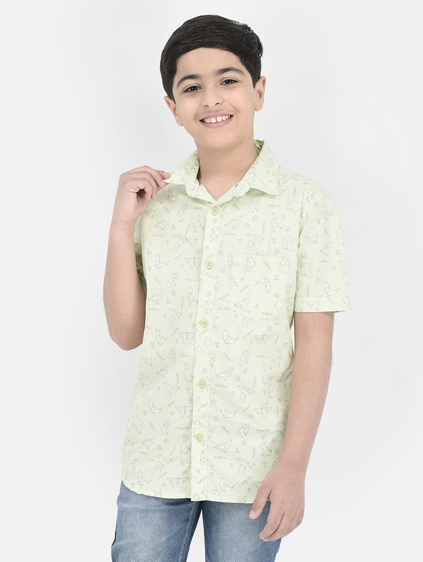green printed detailed regular shirt - 20969019 - Zoom Image - 0