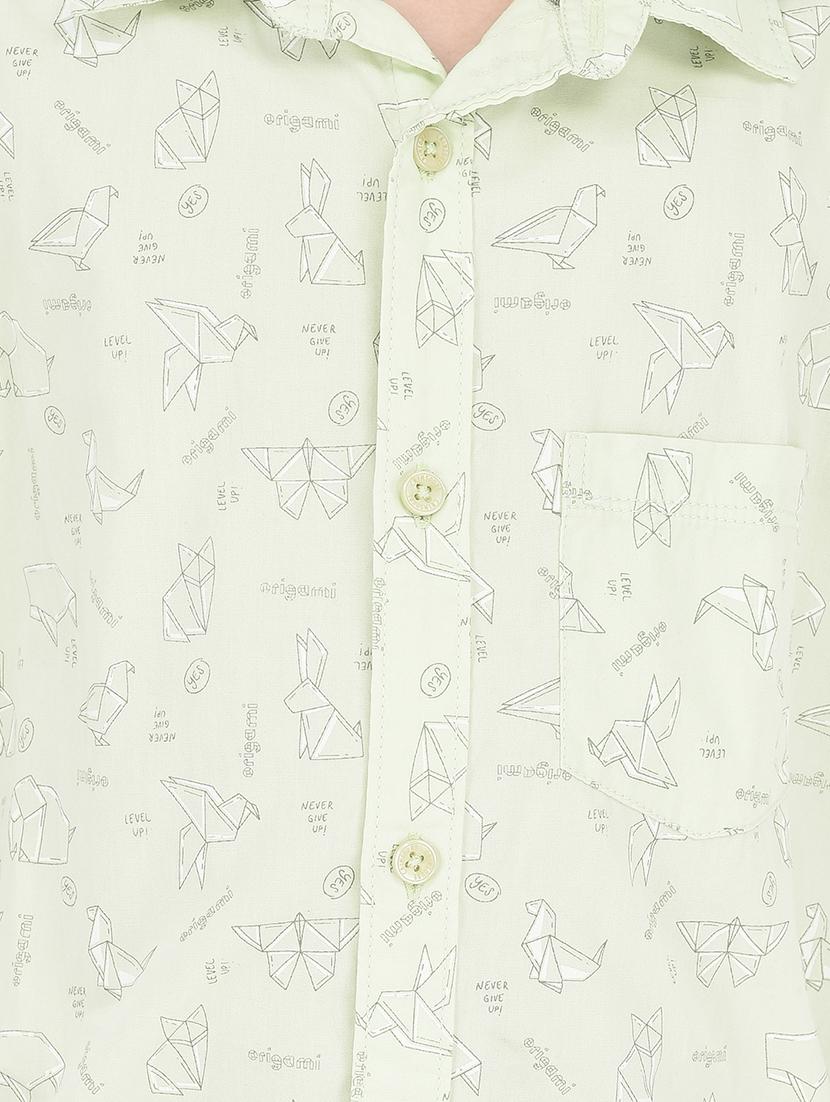 green printed detailed regular shirt - 20969019 - Standard Image - 5