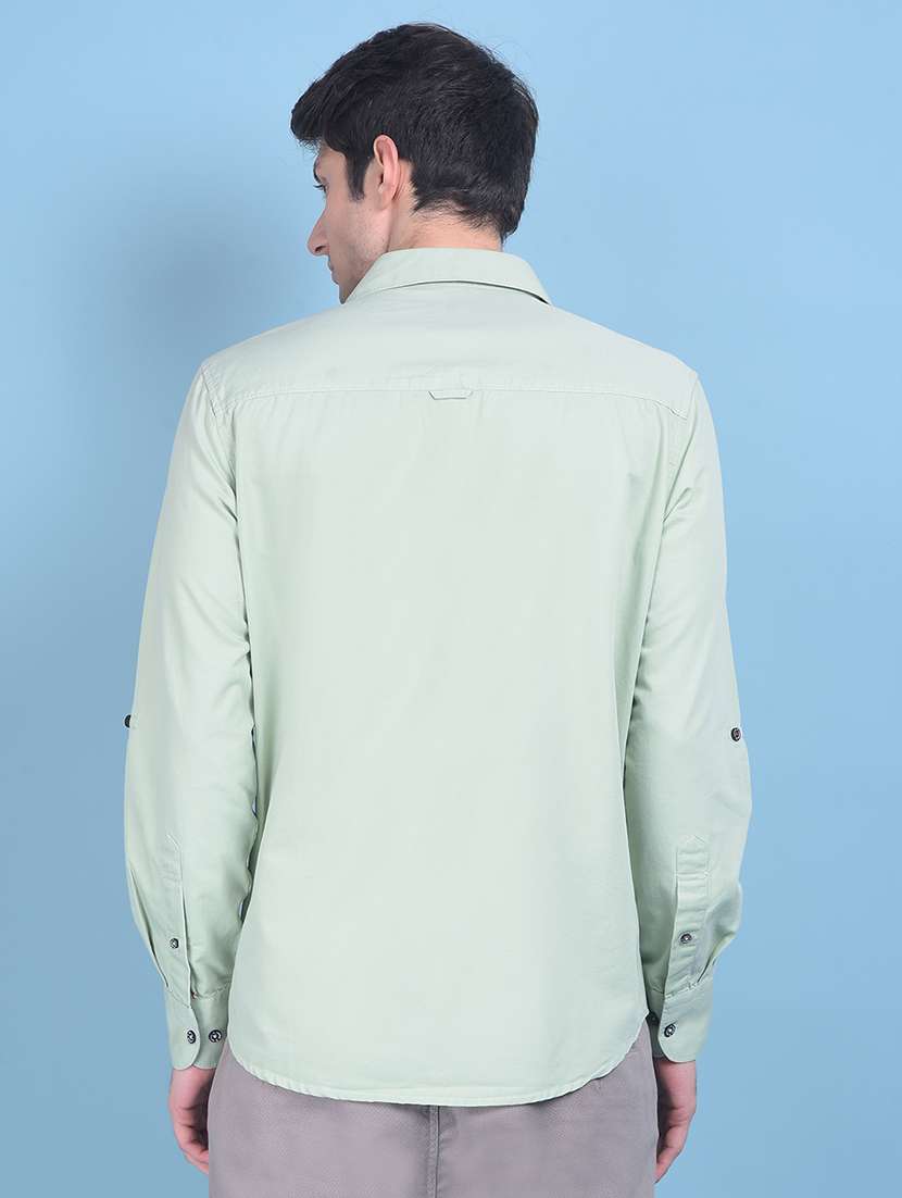 Green Solid Casual Shirt - 20969089 -  Standard Image - 3