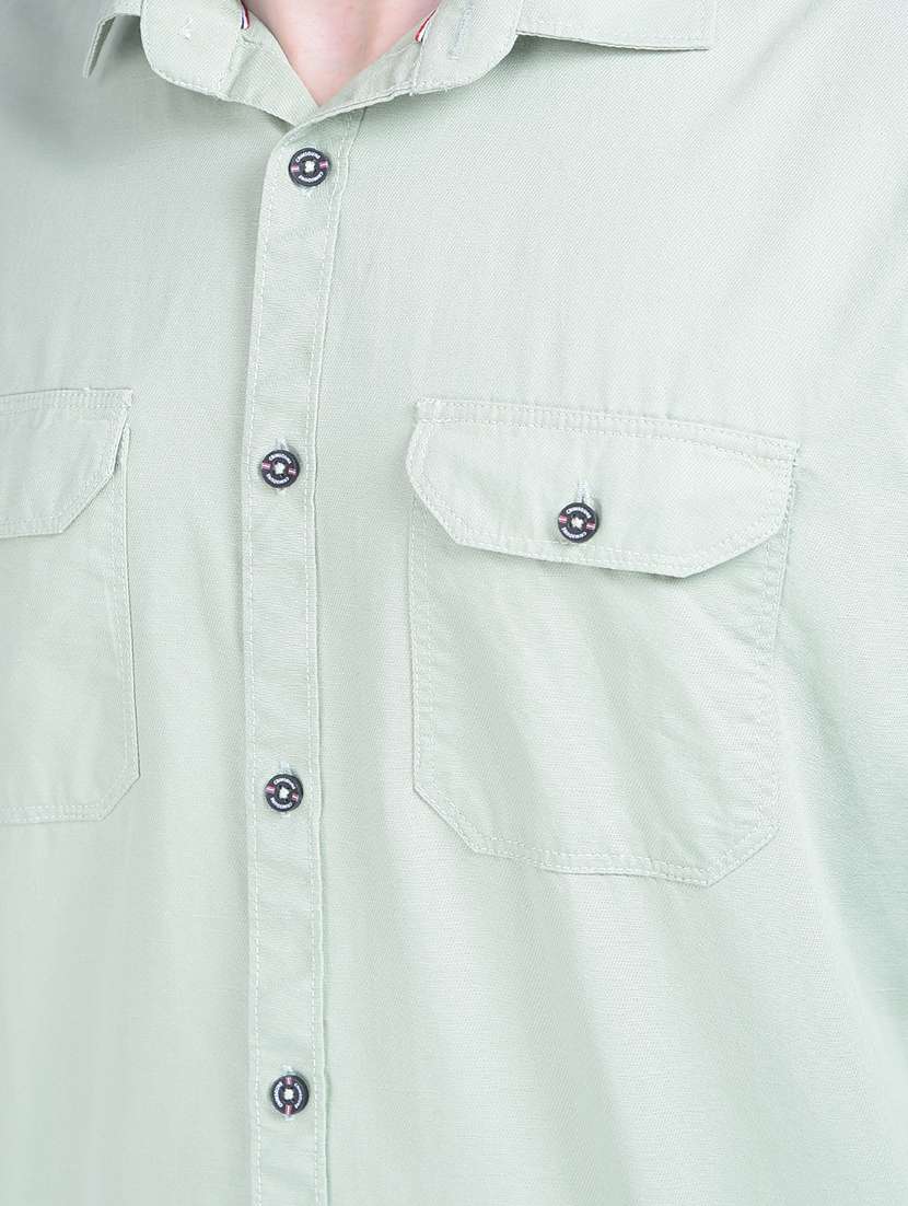 Green Solid Casual Shirt - 20969089 -  Standard Image - 5