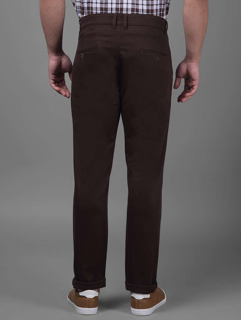 men mid rise solid chinos casual trouser - 20969101 -  Standard Image - 3