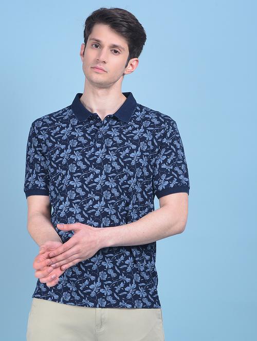 men polo neck floral printed t-shirt - 20969127 - Standard Image - 0