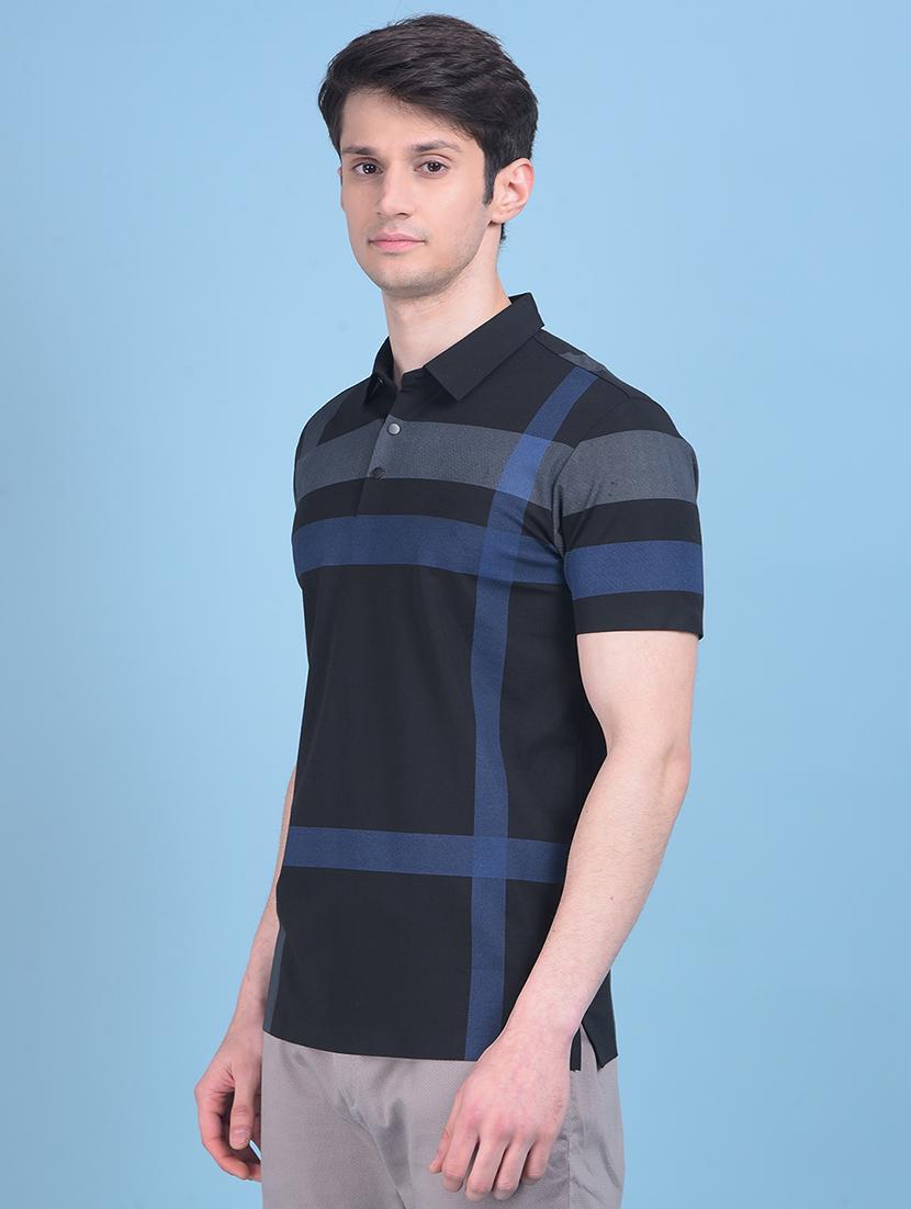 men polo neck checkered t-shirt