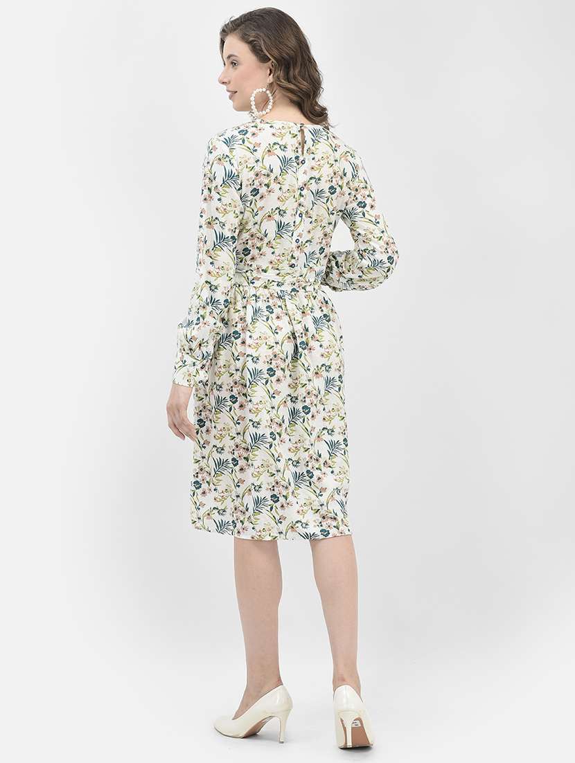 white floral printed detailed a-line dress - 20969132 -  Standard Image - 3