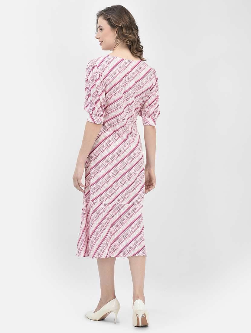 white printed detailed calf length dress - 20969133 - Standard Image - 3