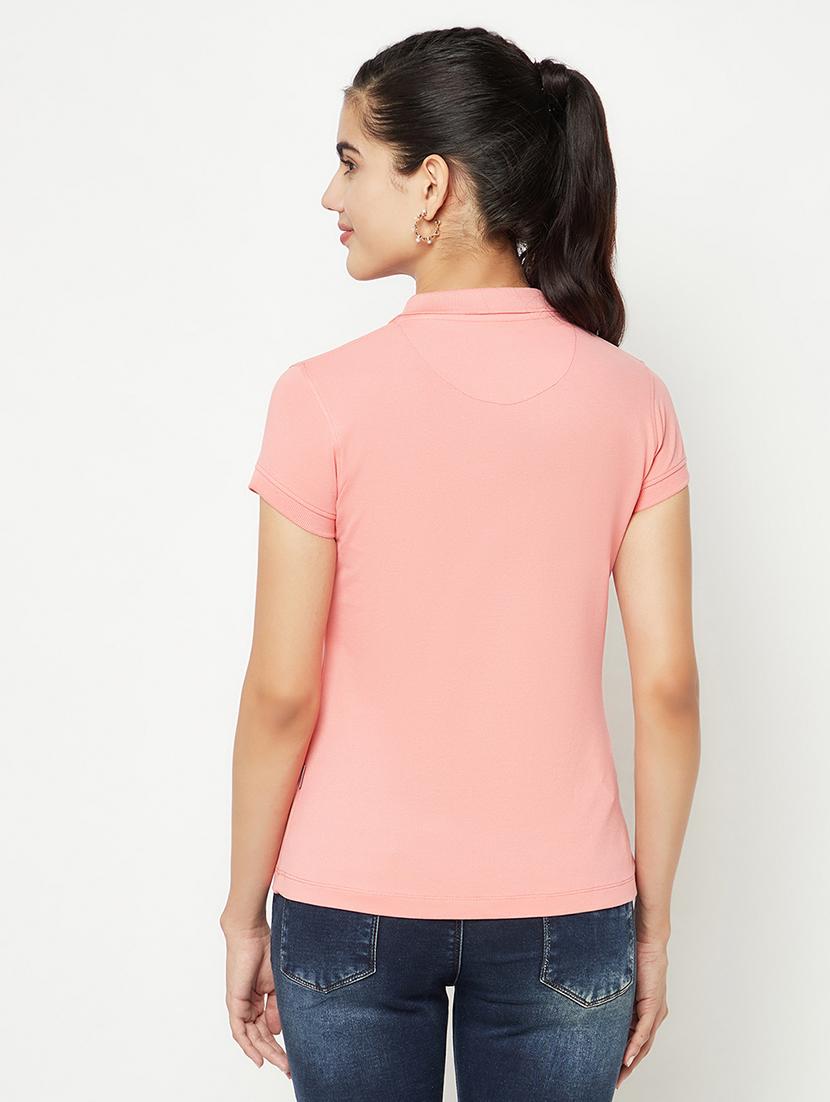 solid pink cotton polo t-shirt - 20969139 - Standard Image - 3