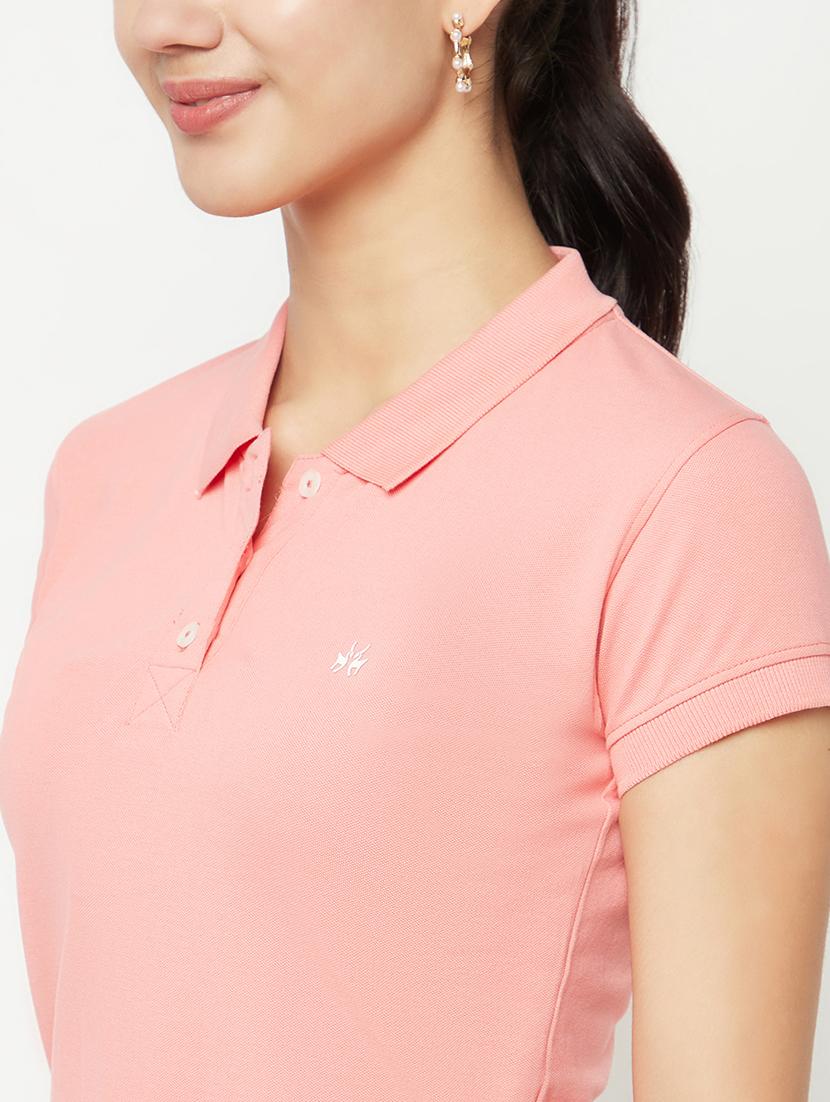 solid pink cotton polo t-shirt - 20969139 - Standard Image - 5