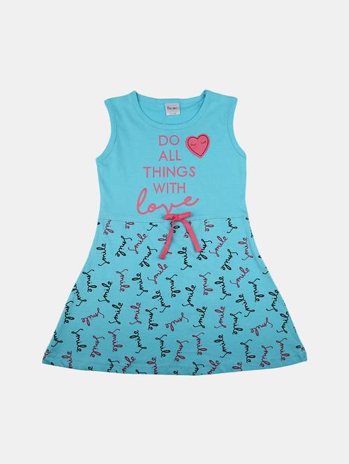 kids blue printed detailed frock - 20969600 - Standard Image - 0