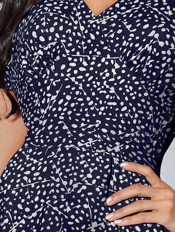 women navy-blue printed fit & flare dress - 20969713 - Standard Image - 3