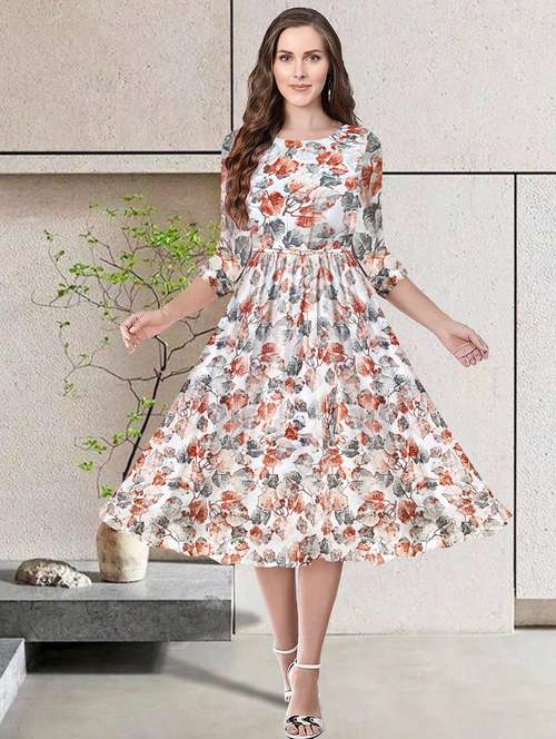 women white floral printed fit & flare dress - 20969717 - Standard Image - 0