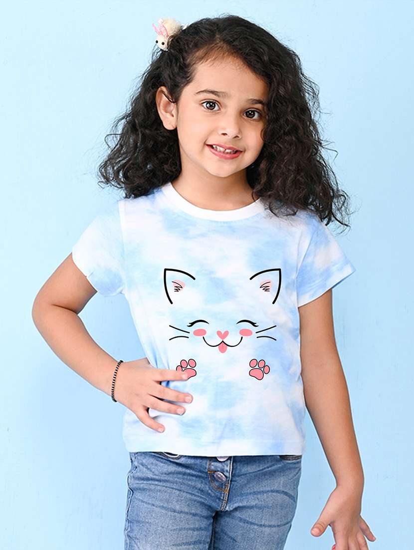 girls light blue printed detailed tee - 20969847 - Zoom Image - 0