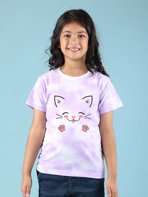 girls round neck tie & dye regular tee - 20969850 -  Standard Image - 0