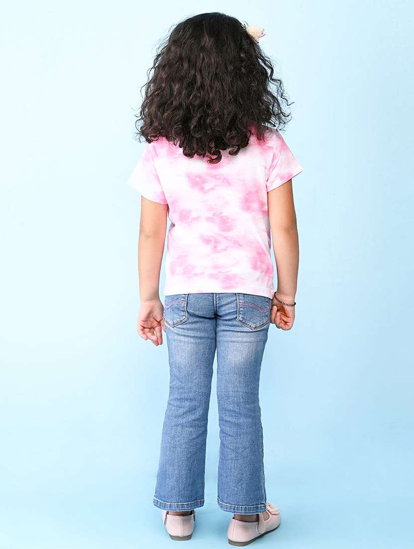 girls round neck tie & dye regular tee - 20969869 - Standard Image - 3