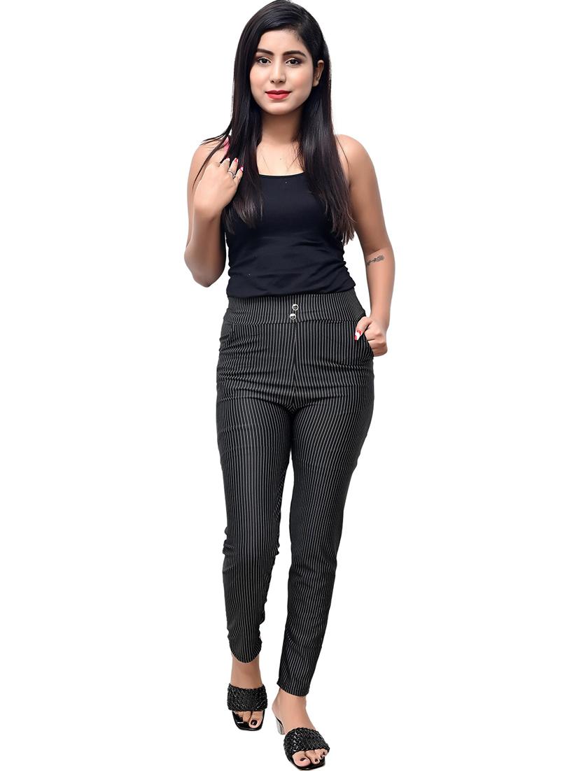 black striped cotton jegging - 20970000 - Zoom Image - 0