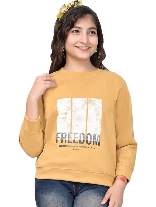 girls round neck front print sweatshirt