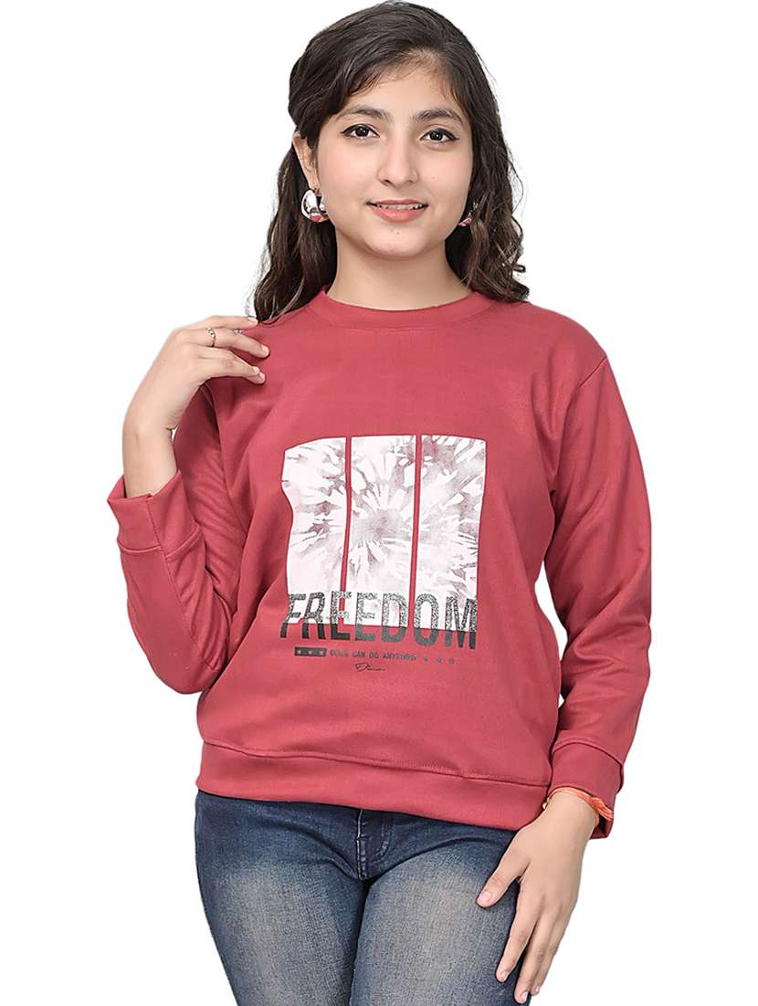 maroon front print sweatshirt - 20970061 -  Zoom Image - 0