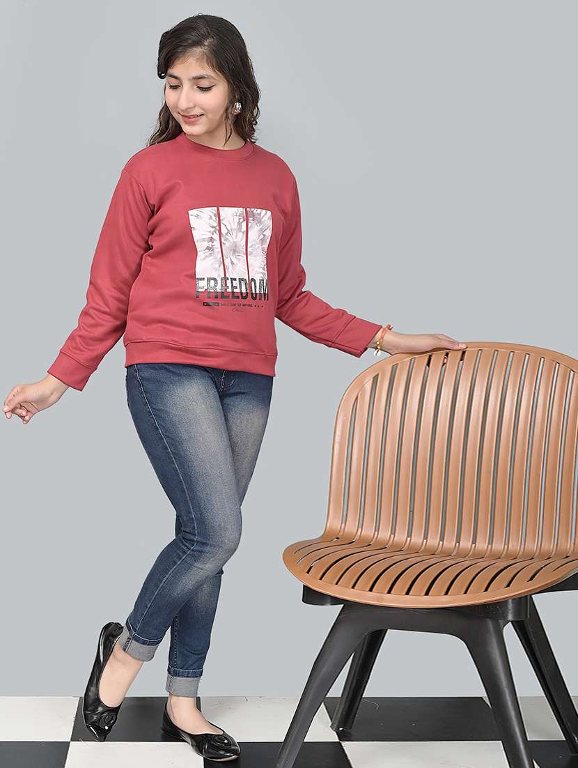 maroon front print sweatshirt - 20970061 - Standard Image - 3