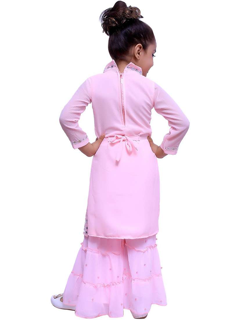 girls mirror worked kurta palazzo set  - 20970072 -  Standard Image - 3