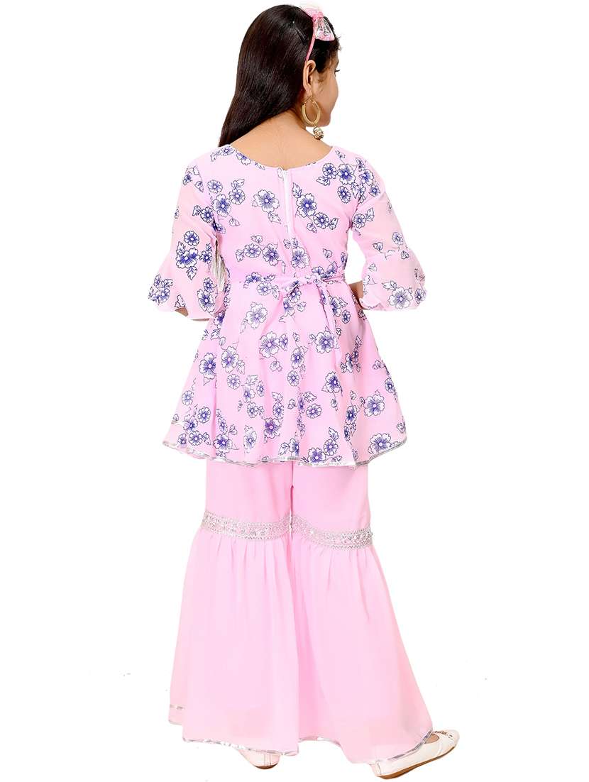 pink floral printed detailed kurta & sharara set - 20970079 -  Standard Image - 3