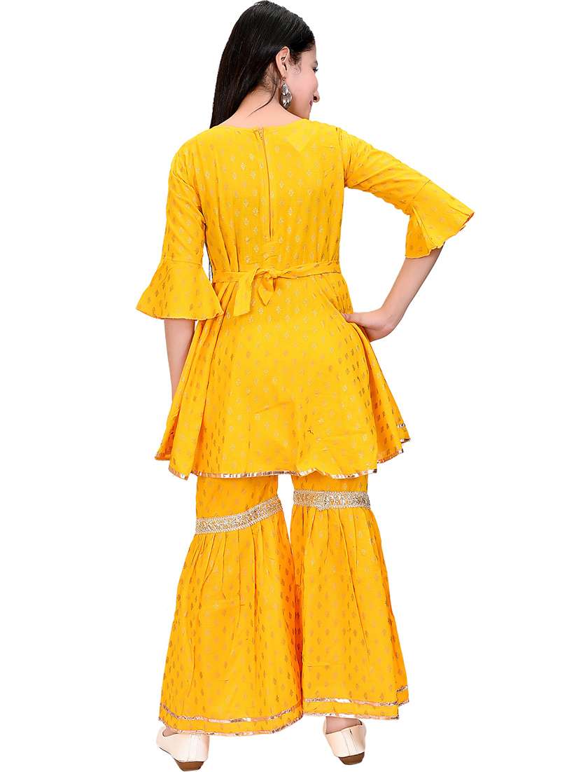 girls self design kurta sharara suit set - 20970089 -  Standard Image - 3