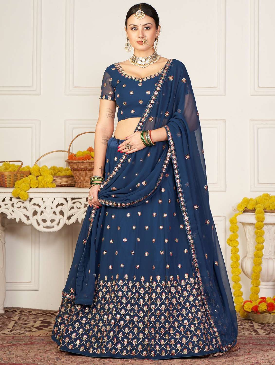 women flared semi-stitched lehnga - 20970443 - Zoom Image - 0