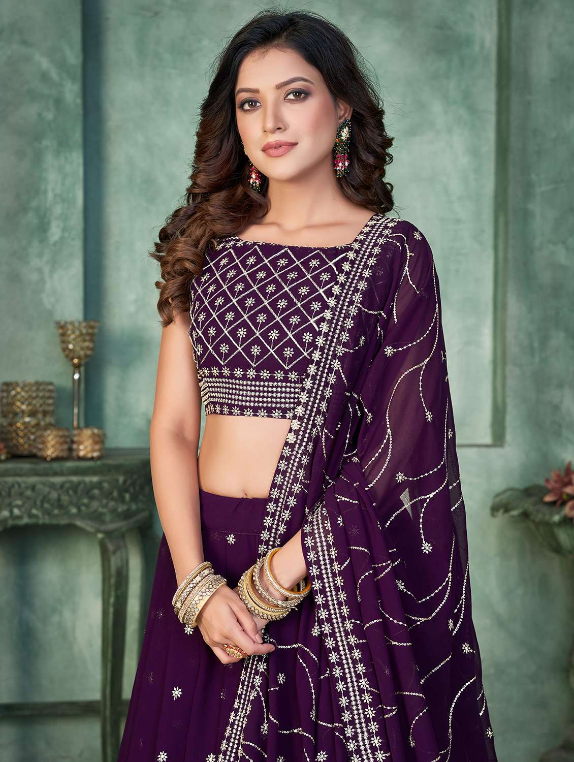 women embroidered lehenga choli with dupatta - 20970472 -  Standard Image - 3