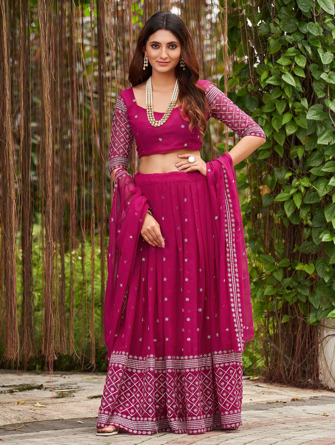 women embroidered lehenga choli with dupatta