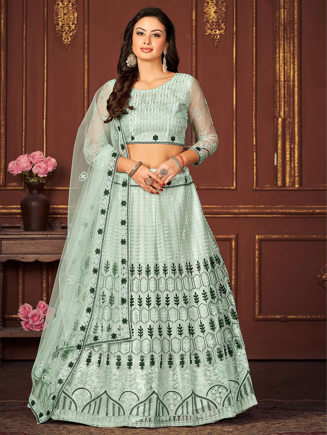 women embroidered lehenga choli with dupatta