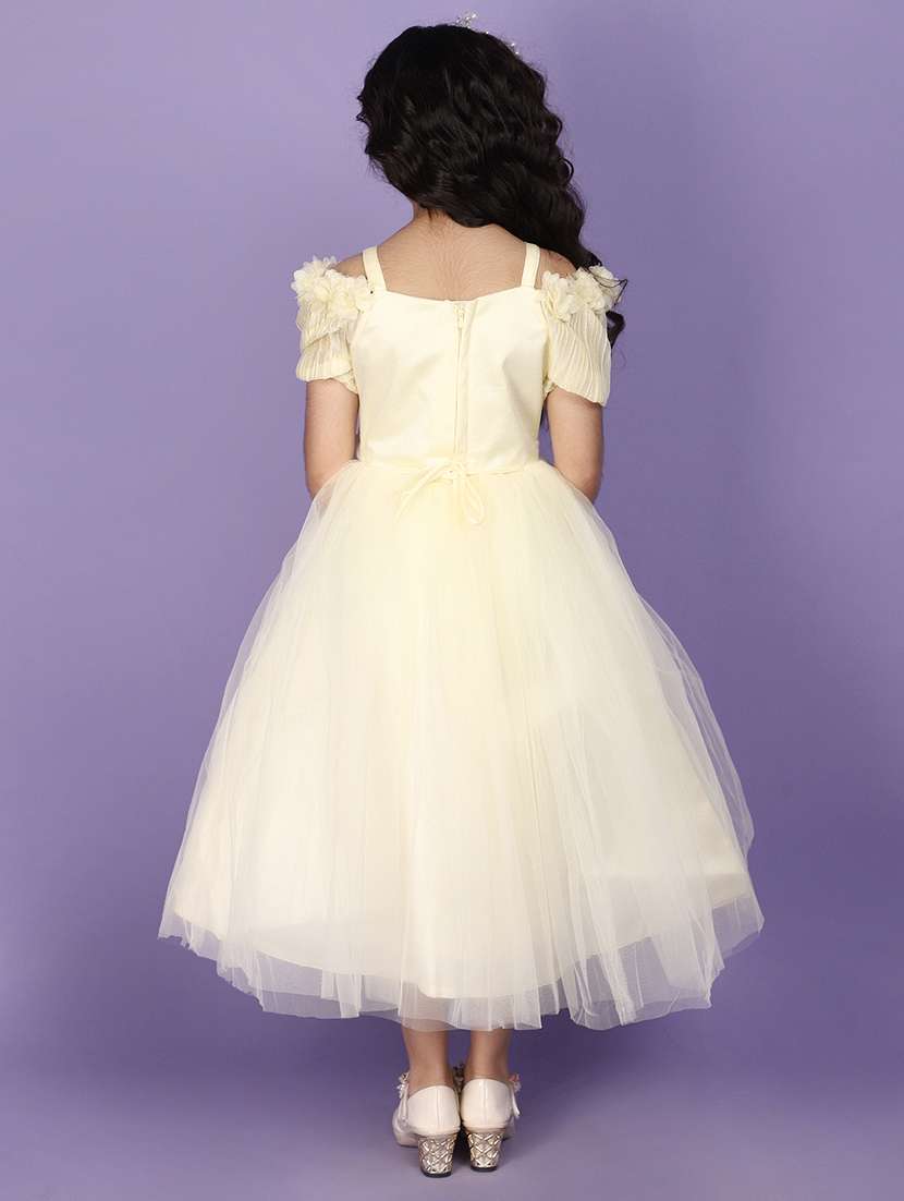 girls solid yellow detailed frock - 20970567 -  Standard Image - 3