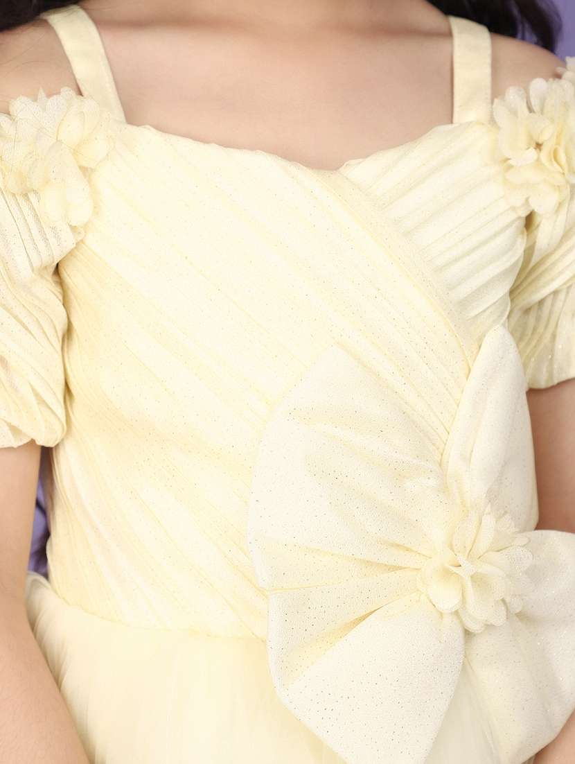 girls solid yellow detailed frock - 20970567 -  Standard Image - 5