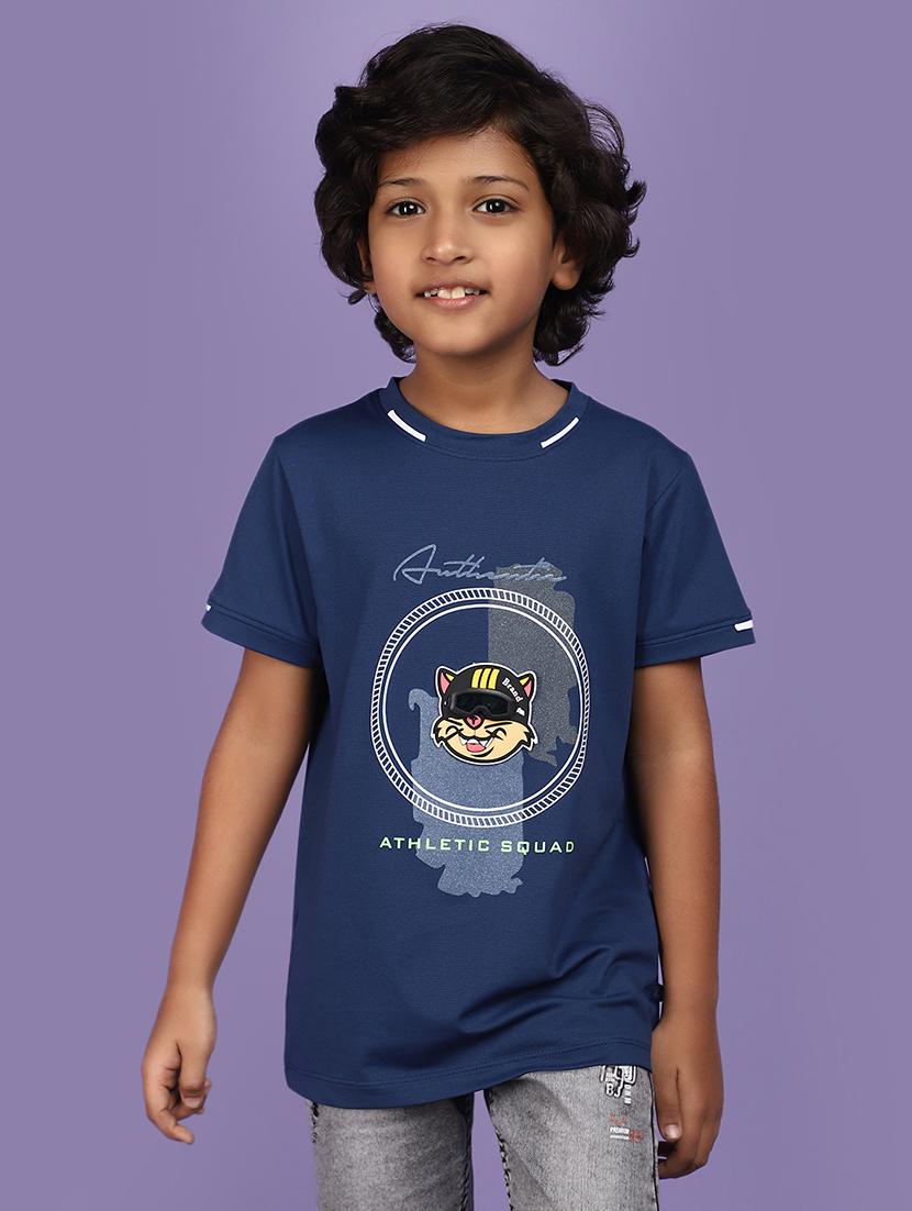 blue front print cotton t-shirt - 20970691 - Zoom Image - 0