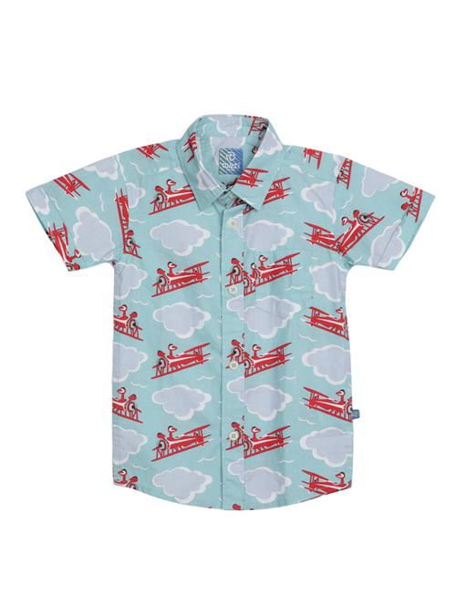 light blue printed cotton shirt - 20970714 - Standard Image - 0