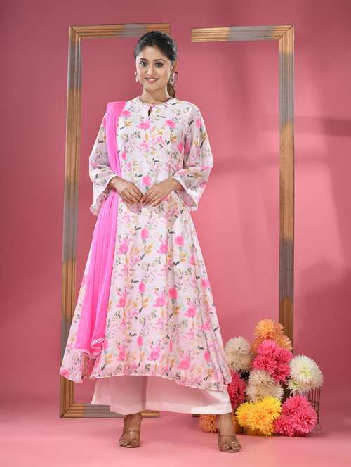 women floral kurta palazzo set with dupatta - 20970865 -  Standard Image - 0