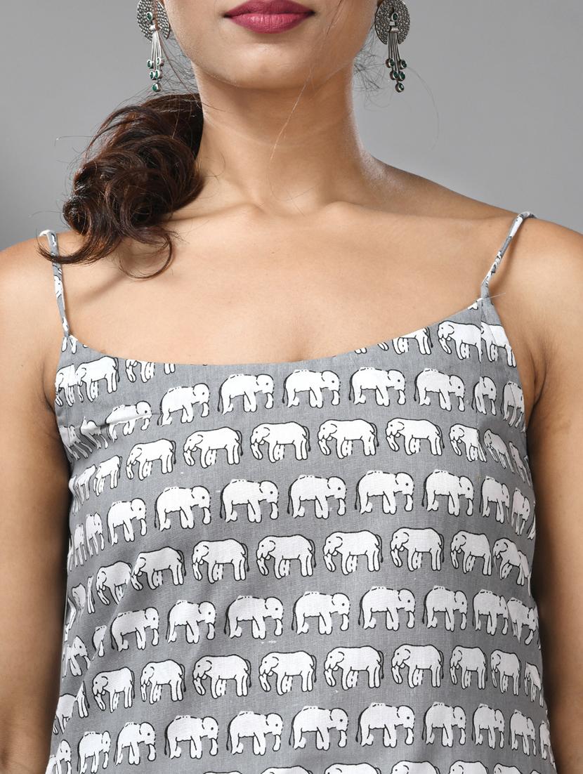 women grey printed kurta palazzo set - 20970888 - Standard Image - 5