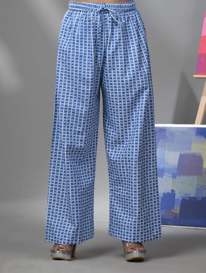 women light blue printed kurta palazzo set - 20970891 -  Standard Image - 3