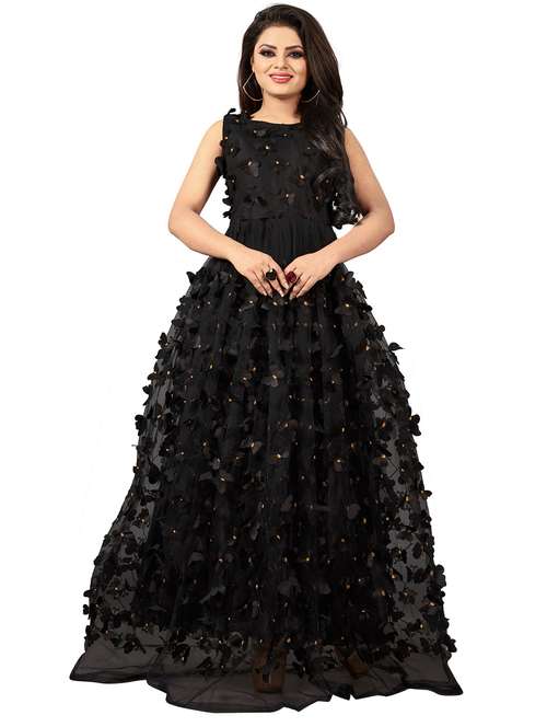 women round neck flared semi stitched gown - 20971410 -  Standard Image - 0